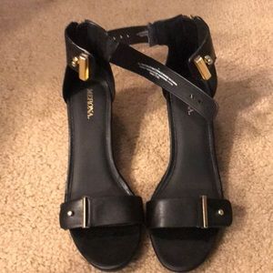 Black wedge sandals